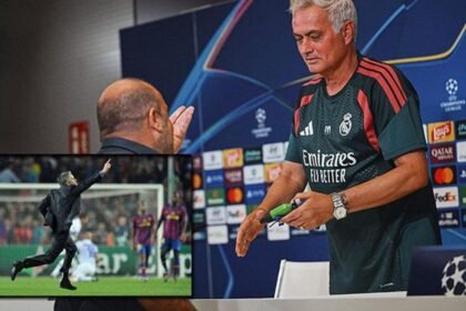Jose Mourinho'ya basın toplantısında 'fıskiye' hediye edildi! Barcelona'ya büyük gönderme - Fanatik Gazetesi Futbol Haberleri - Spor
